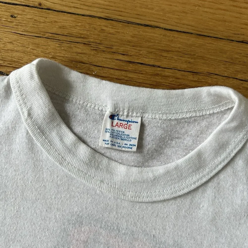 Vintage Champion Princeton Tiger T Shirt USA Front Back Flocked Graphic Large - Picture 2 of 5
